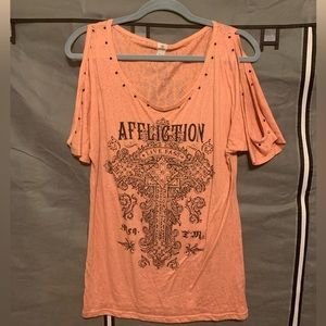 Affliction Cold-Shoulder Top size Large